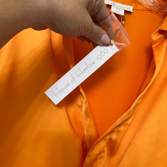 NWT House of Harlow 1960 + Revolve Orange Long Sleeve Shirt Dress. Woman's Sz M - Picture 4 of 9